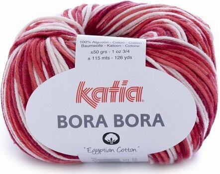 Knitting Yarn Katia Bora Bora 50 Off White/Red - 1