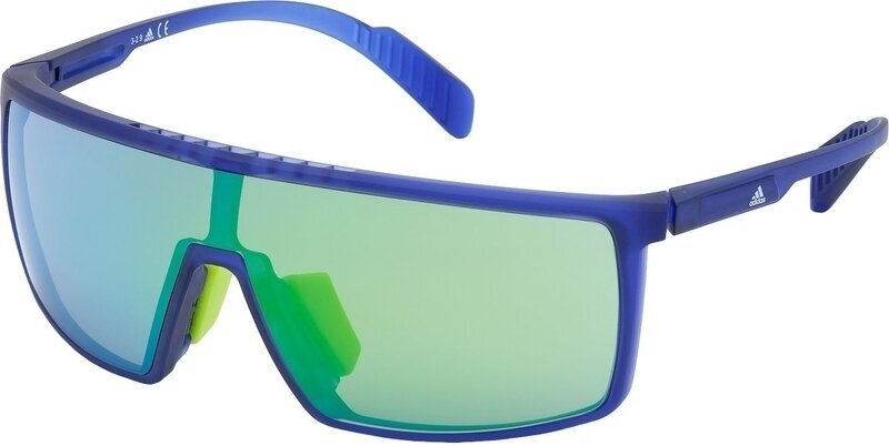 Sport Glasses Adidas SP0004 91Q Transparent Frosted Eletric Blue/Grey Mirror Green Blue