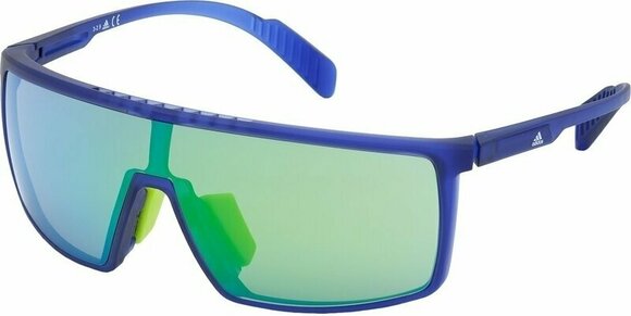 Sport Glasses Adidas SP0004 91Q Transparent Frosted Eletric Blue/Grey Mirror Green Blue - 1