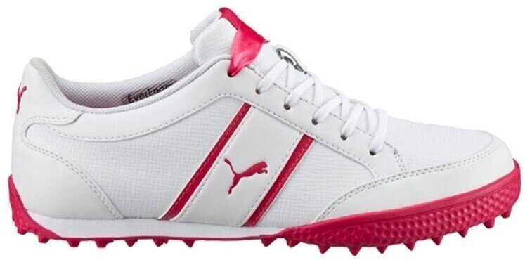 Ženski čevlji za golf Puma Monolite Cat Womens Golf Shoes White/Rose Red UK 4,5