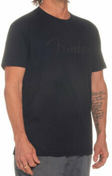 T-skjorte Fender T Fender Logo Black On Black 3XL - 1