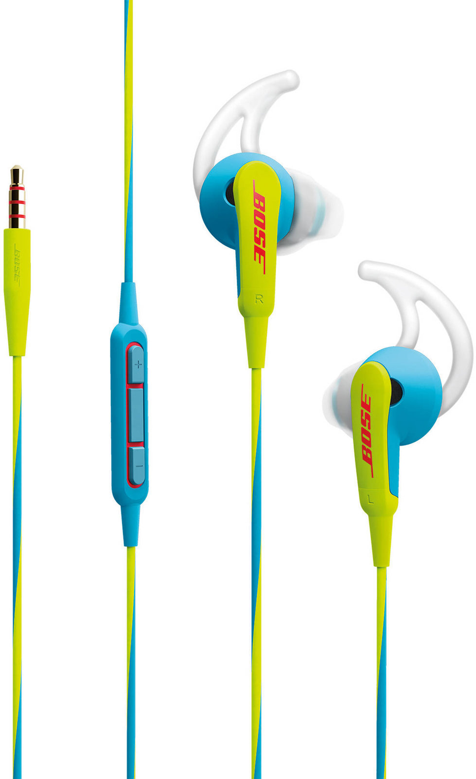 En la oreja los auriculares Bose Soundsport In-Ear Headphones Apple Neon Blue