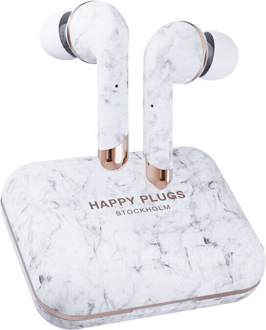 True trådløs i øre Happy Plugs Air 1 Plus In-Ear White Marble