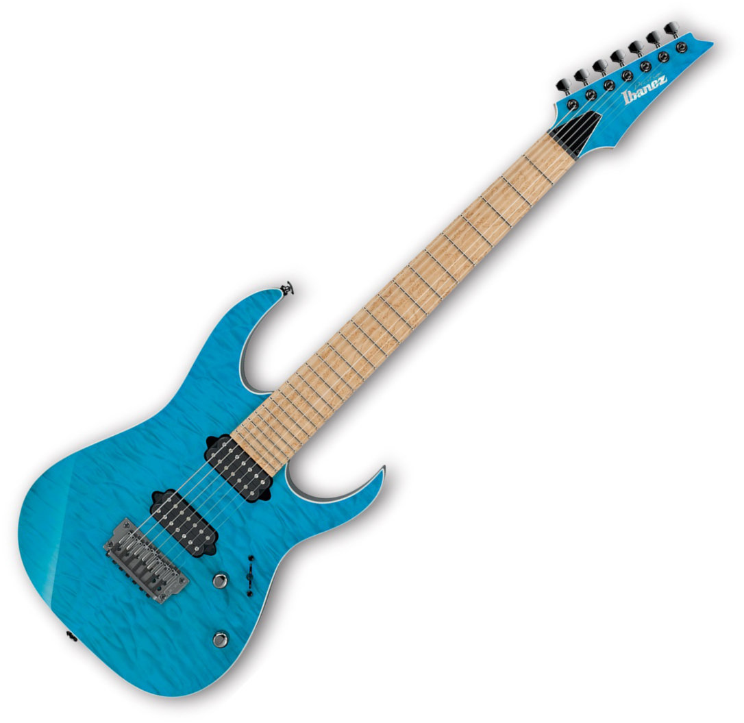 Guitare électrique Ibanez RG752MQFXS Prestige Transparent Aqua Blue