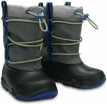 Kids Sailing Shoes Crocs Kids' Swiftwater Waterproof Boot Black/Blue Jean 34-35 - 1