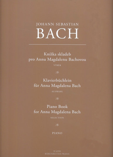 Partitura para pianos J. S. Bach Knižka skladieb pre Annu Magdalenu Bachovou Livro de música