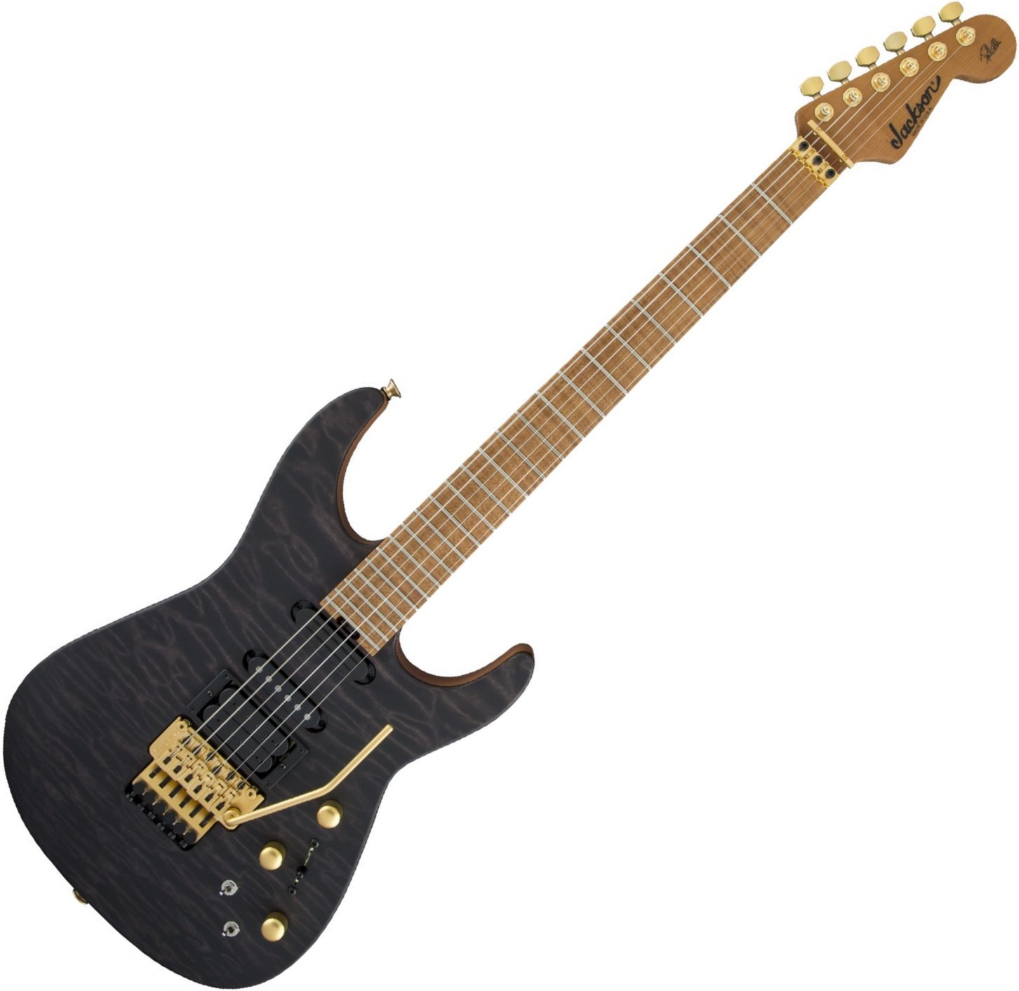 Električna kitara Jackson USA Phil Collen PC1 Satin Flame MN Transparent Black