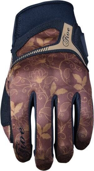 Motorcycle Gloves Five RS3 Replica Woman Flower Brown S Motorcycle Gloves
