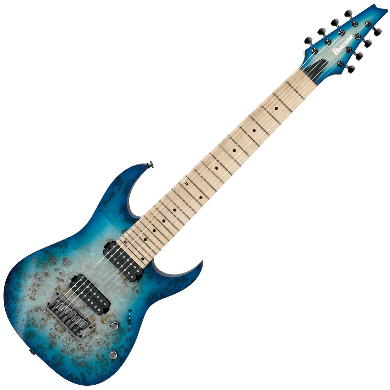 8-snarige elektrische gitaar Ibanez RG852MPB Prestige Ghost Fleet Blue Burst