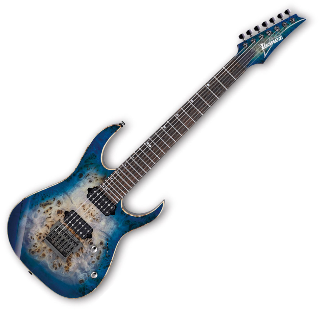7-strenget elektrisk guitar Ibanez RG1027PBF-CBB Cerulean Blue Burst