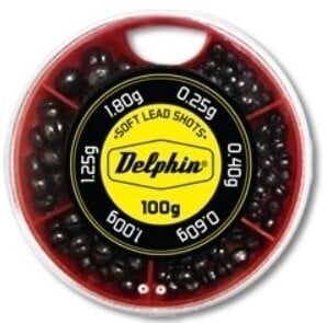 Visgewicht, voeder Delphin Soft Lead Shots 100 g / 0,25 - 1,8 g