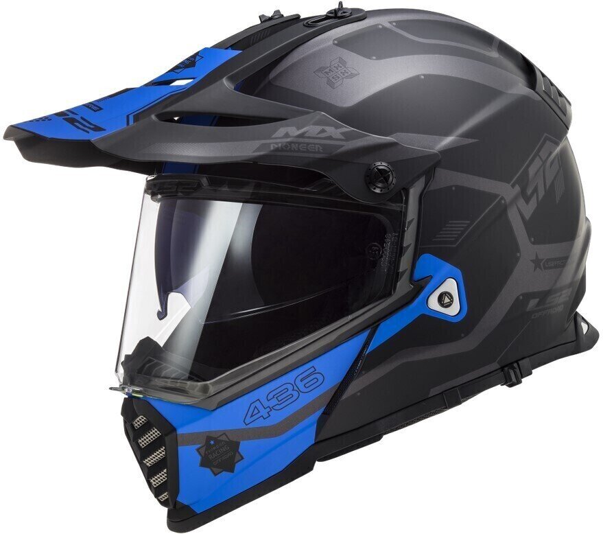 Helmet LS2 MX436 Pioneer Evo Cobra Matt Black Blue M Helmet