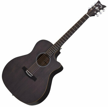 Guitarra jumbo Schecter Deluxe Acoustic Satin SeeThru Black - 1