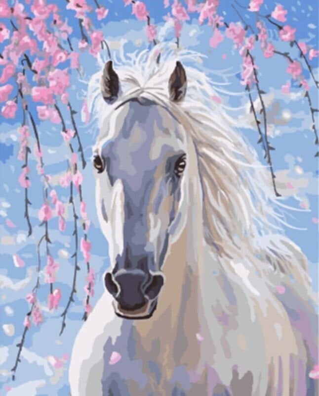 Рисуване по номера Gaira Мозайка бял кон