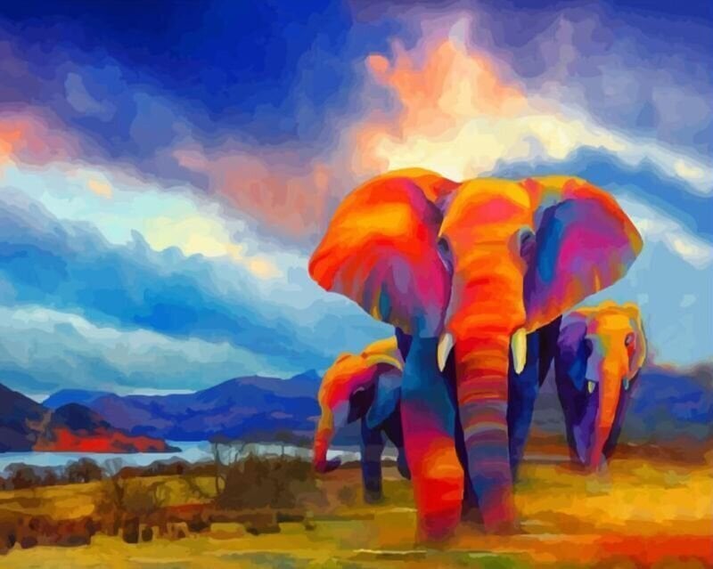 Рисуване по номера Gaira Мозайка Слон 3