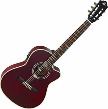 Класическа китара с предусилвател Ortega RCE138 4/4 Stained Red - 1