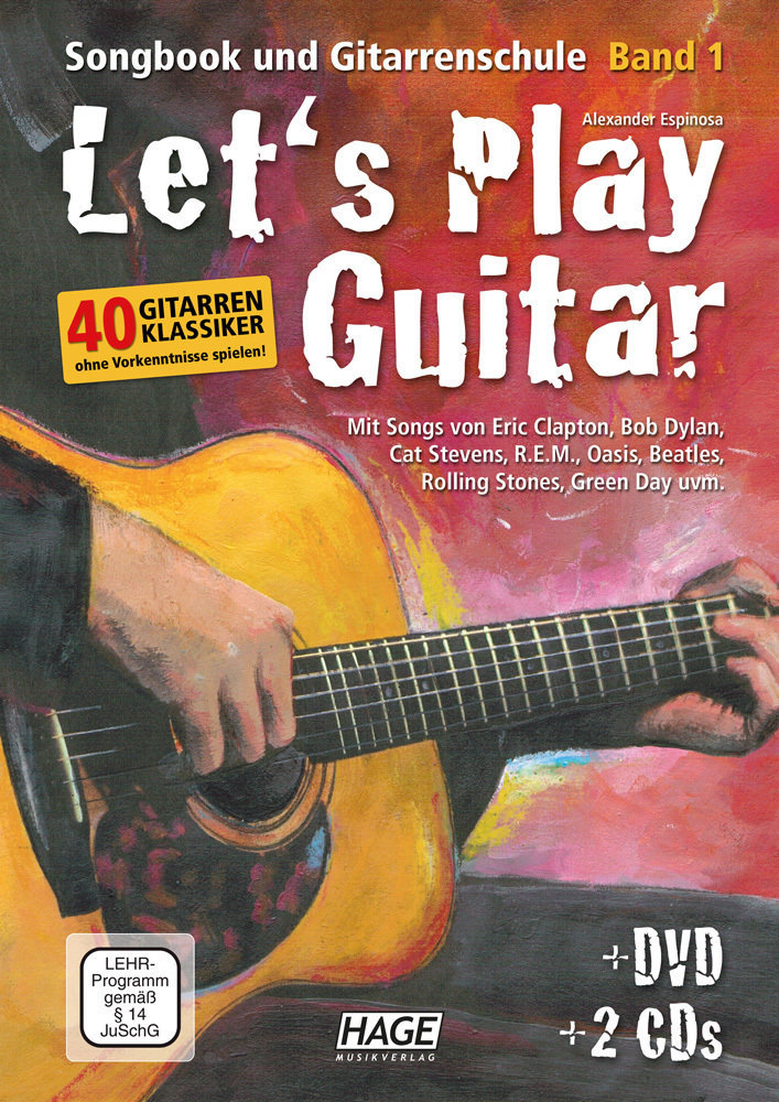 Noty pre gitary a basgitary HAGE Musikverlag Let's Play Guitar with DVD and 2 CDs