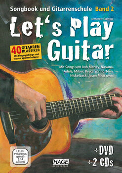 Noty pre gitary a basgitary HAGE Musikverlag Let's Play Guitar Volume 2 with DVD and 2 CDs - 1