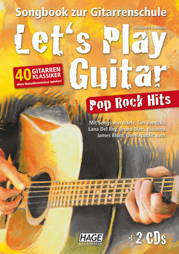 Note za kitare in bas kitare HAGE Musikverlag Let's Play Guitar Pop Rock Hits (2 CDs)