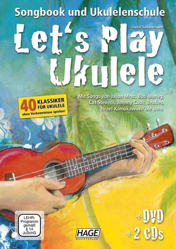 Bladmuziek voor ukulele HAGE Musikverlag Let's Play Ukulele with DVD and 2 CDs