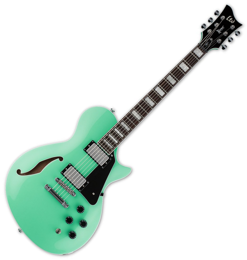 Félakusztikus - jazz-gitár ESP LTD PS-1 See Foam Green