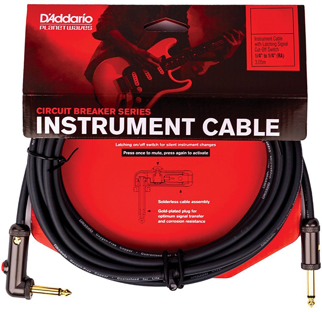 Instrument Cable D'Addario Planet Waves PW-AGLRA-10 Black 3 m Straight - Angled