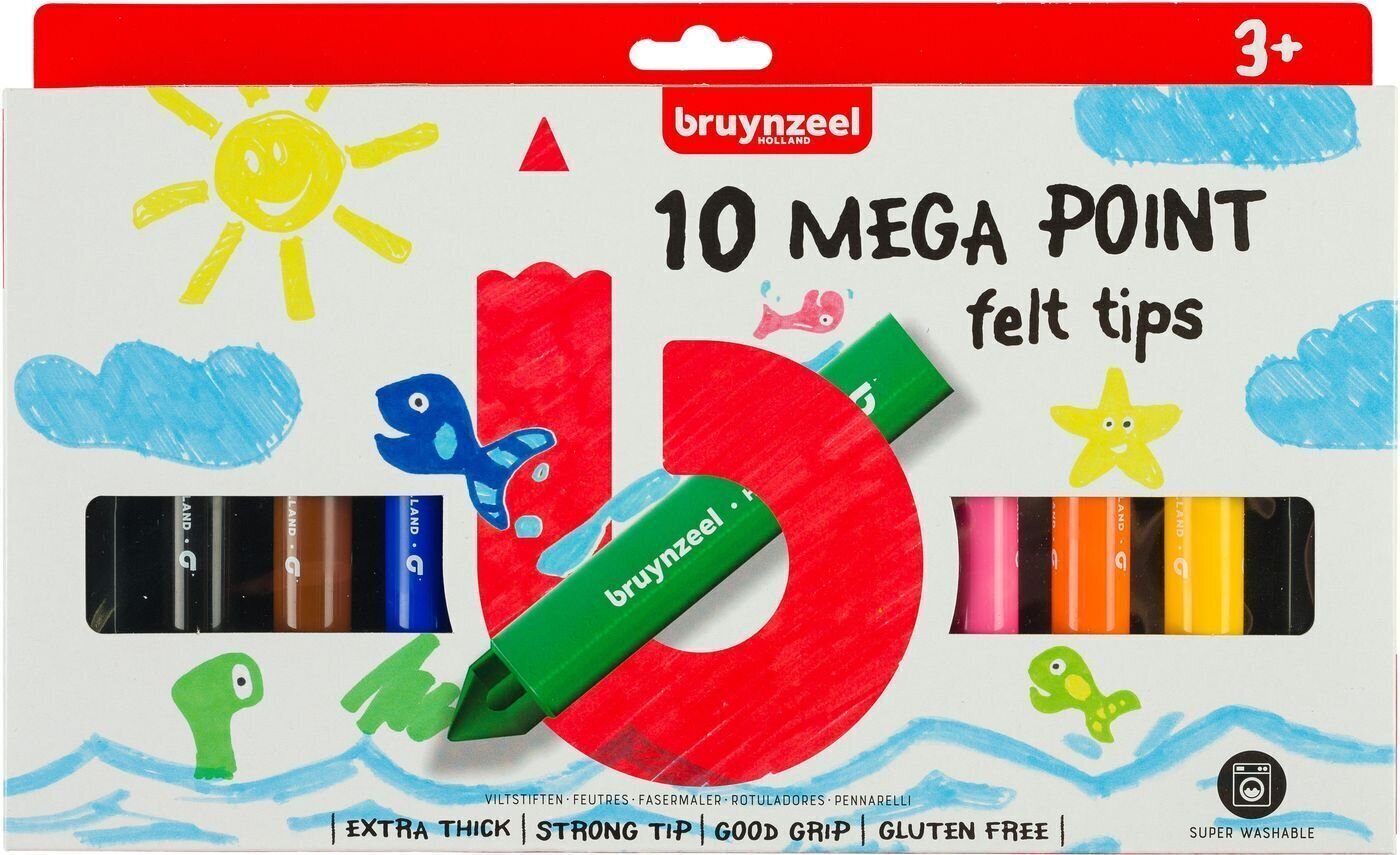 Felt-Tip Pen Bruynzeel Megapoints Felt Tips 10 Markers Mega Point 10 pcs