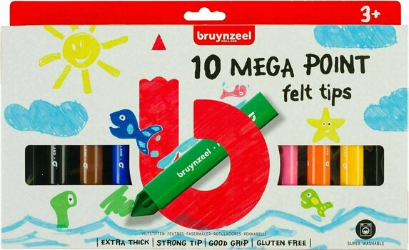 Felt-Tip Pen Bruynzeel Megapoints Felt Tips 10 Markers Mega Point 10 pcs - 1