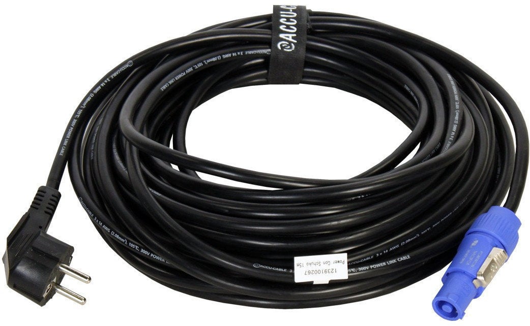 Power Καλώδιο Accu Cable Power Con Schuko Μαύρο χρώμα 15 m