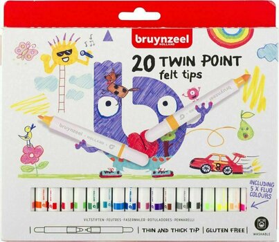 Viltstift Bruynzeel Twin Point Felt Tips 20 Inktpatroon 20 st. - 1