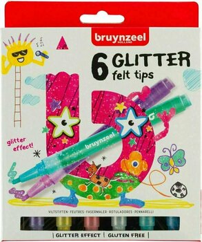 Felt-Tip Pen Bruynzeel Glitter Felt Tips 6 Markers 6 pcs - 1