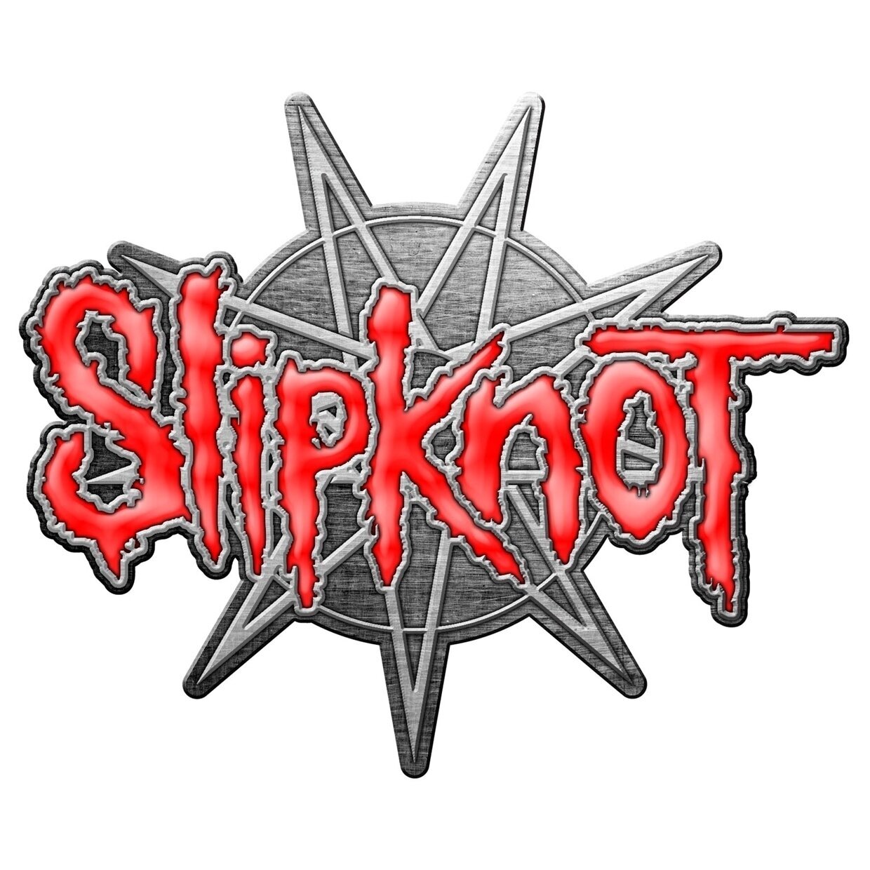 Kenteken Slipknot 9 Pointed Star Badge Metallic Kenteken