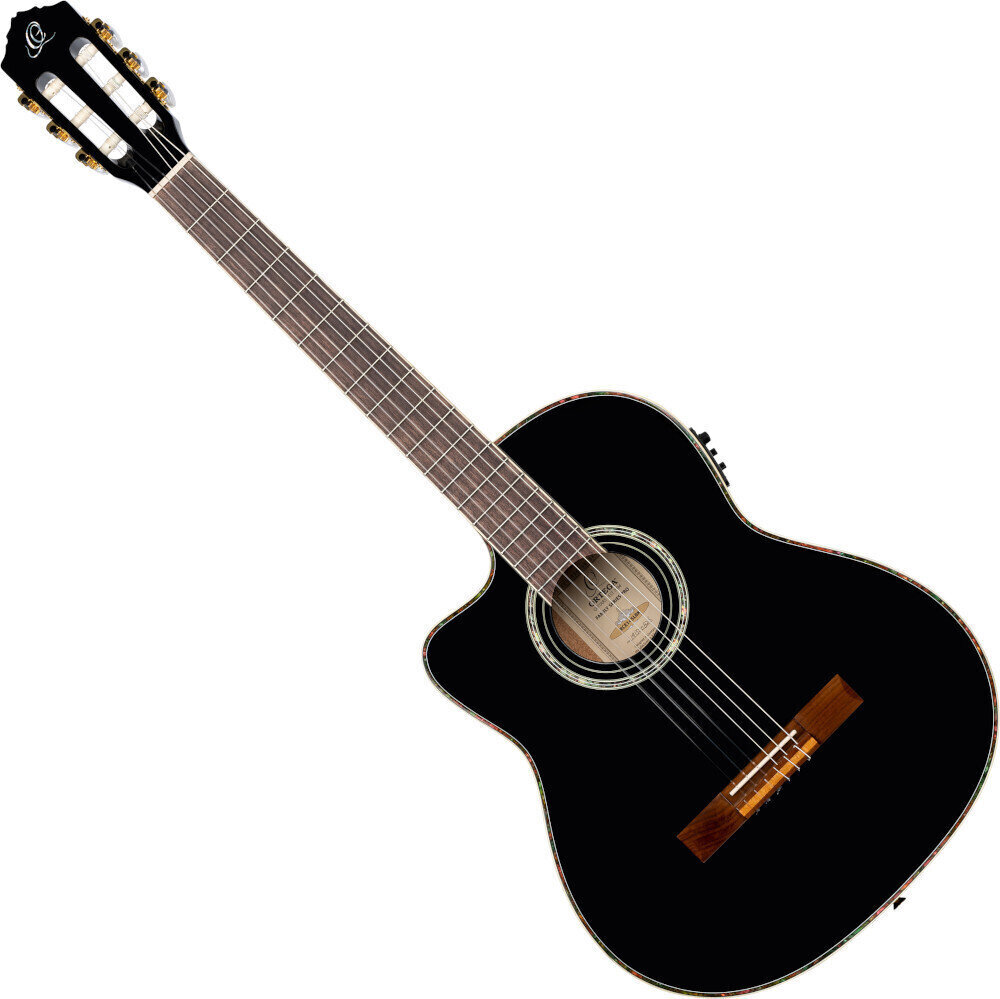 Gitara klasyczna z przetwornikiem Ortega RCE145LBK 4/4 Czarny