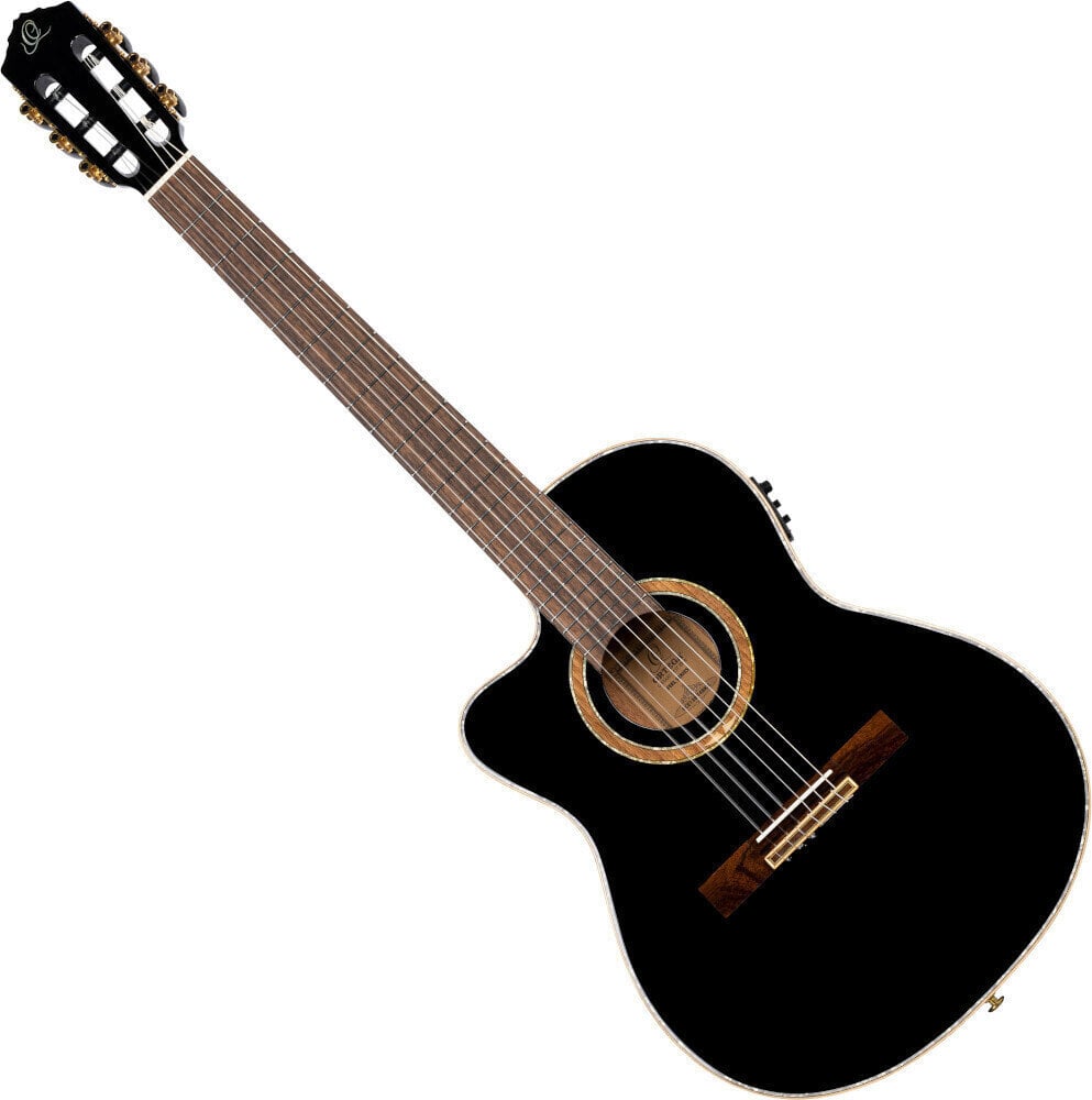 Klassinen kitara esivahvistimella Ortega RCE138-T4BK-L 4/4 Musta