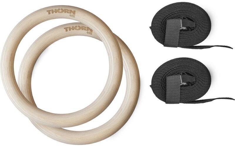 Träningsutrustning för upphängning Thorn FIT Wood Gymnastic Rings with Straps Svart Träningsutrustning för upphängning