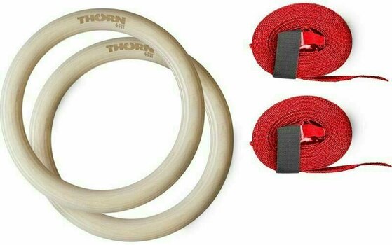 Obesni telovadni sistem Thorn FIT Wood Gymnastic Rings with Straps Rdeča Obesni telovadni sistem - 1