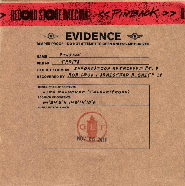 Vinyl Record Pinback - 7-Information Retrieved Part B (7" Vinyl)