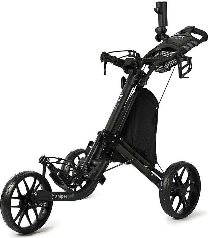 Manuální golfové vozíky Snipergolf Shot 2.0 Black/Black Manuální golfové vozíky