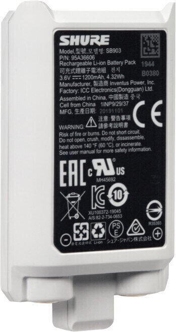 Batterij voor draadloze systemen Shure SB903