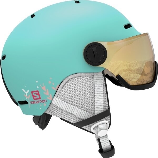 Ski Helmet Salomon Grom Visor Aruba Glossy/Tonic Orange M (53-56 cm) Ski Helmet