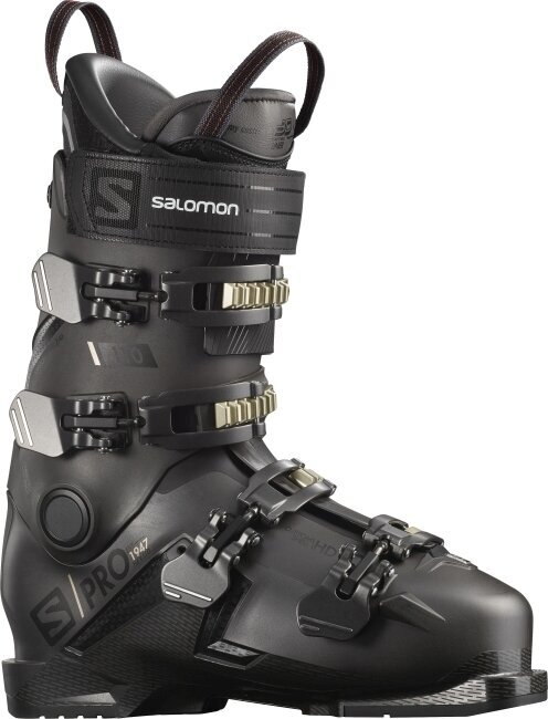 Chaussures de ski alpin Salomon S/PRO Belluga Metalic/Black/Pale Kaki 27/27,5 Chaussures de ski alpin
