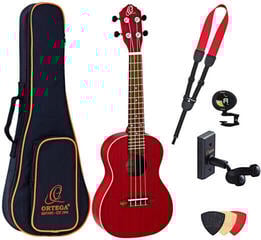 Concert Ukulele Ortega RUFIRE Deluxe SET Fire Red Concert Ukulele