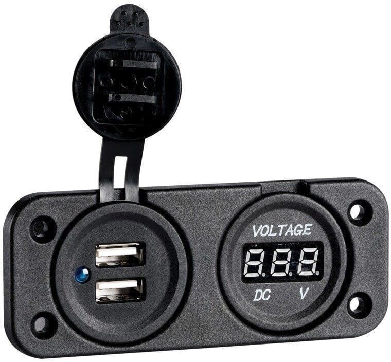 Marine Plug, Marine Socket Osculati Digital Voltmeter and Dual USB port 4.8 A