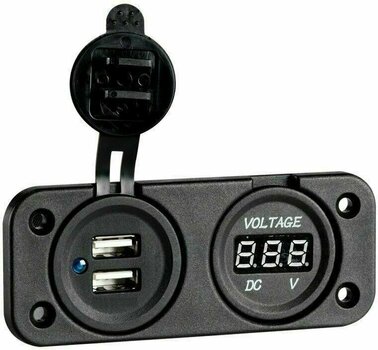 Marine Plug, Marine Socket Osculati Digital Voltmeter and Dual USB port 4.8 A - 1