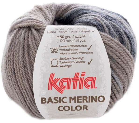Pletací příze Katia Basic Merino Color 203 Grey/Fawn Brown Pletací příze