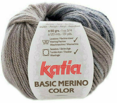 Pletací příze Katia Basic Merino Color 203 Grey/Fawn Brown Pletací příze - 1