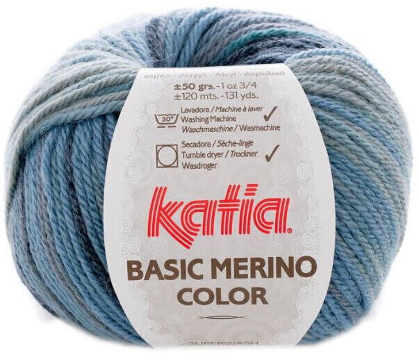 Pletací příze Katia Basic Merino Color 207 Green/Grey/Blue/Off White Pletací příze