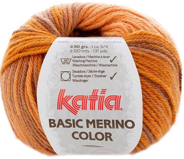 Fil à tricoter Katia Basic Merino Color 208 Orange/Brown