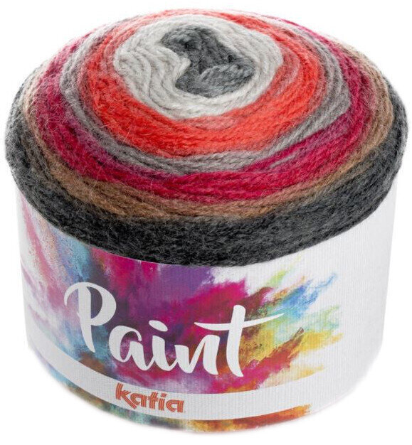 Fil à tricoter Katia Paint 56 Grey/Red/Brown Fil à tricoter