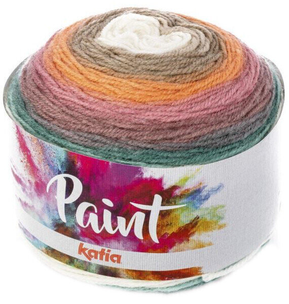 Fil à tricoter Katia Paint 70 Off White/Emerald/Fawn Brown/Salmon Range/Lilac Fil à tricoter